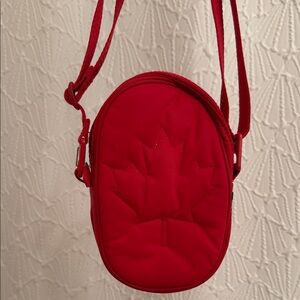Lululemon Red Quilted Crossbody Bag with Maple Leaf Stitch
